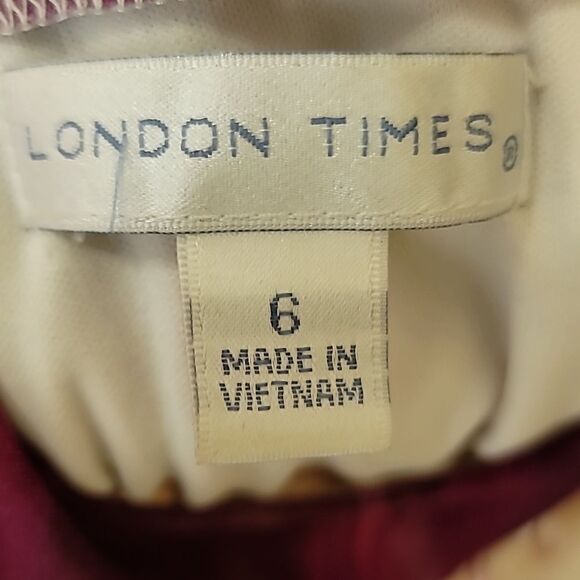 London Times  Cream Purple Multicolored TieDye  Sleeveless Maxi Dress Sz 6 - Picture 7 of 8